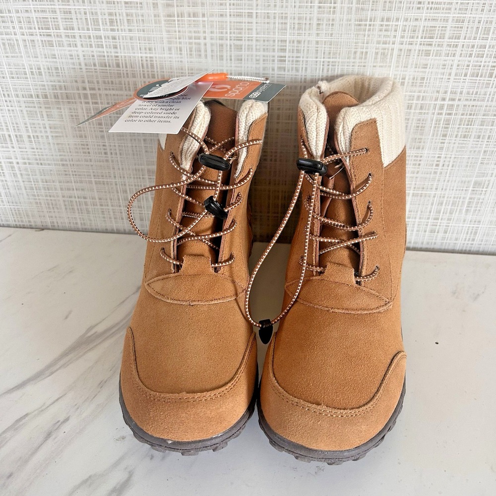 Sporto® Boho Ankle Boots Women's Suede Lace-Up Camel 9M Water-Resistant Side Zip - Picture 11 of 11